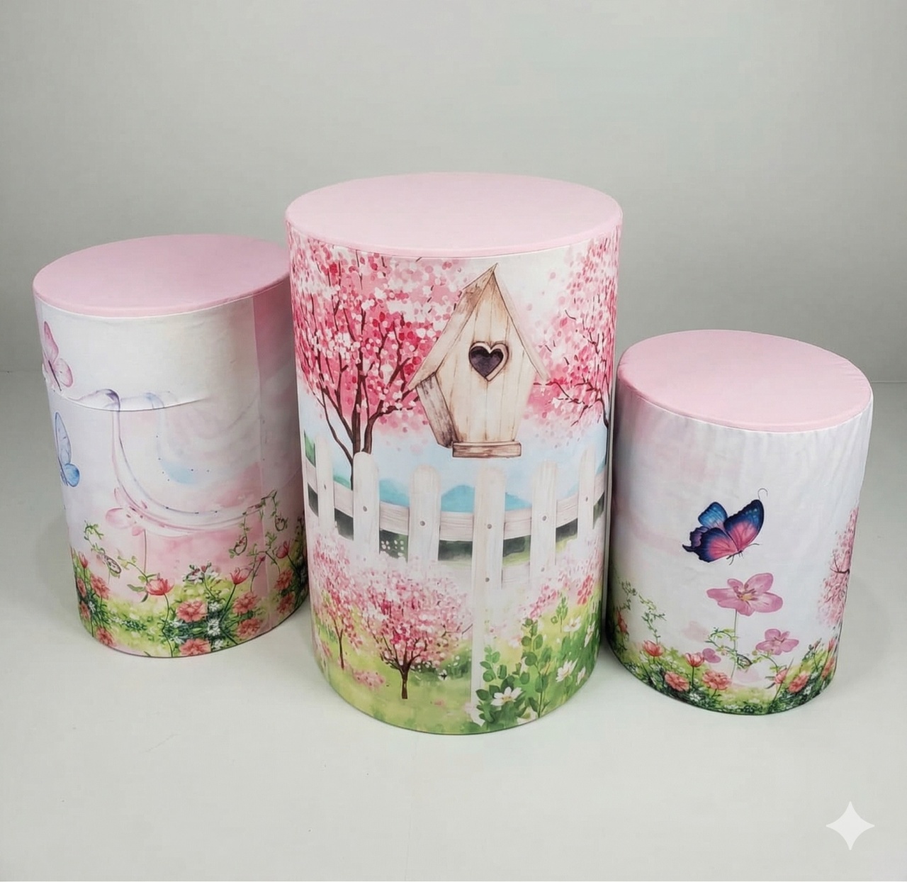 Capas Trio de Cilindro - Jardim das Borboletas - jlfestaemcasa