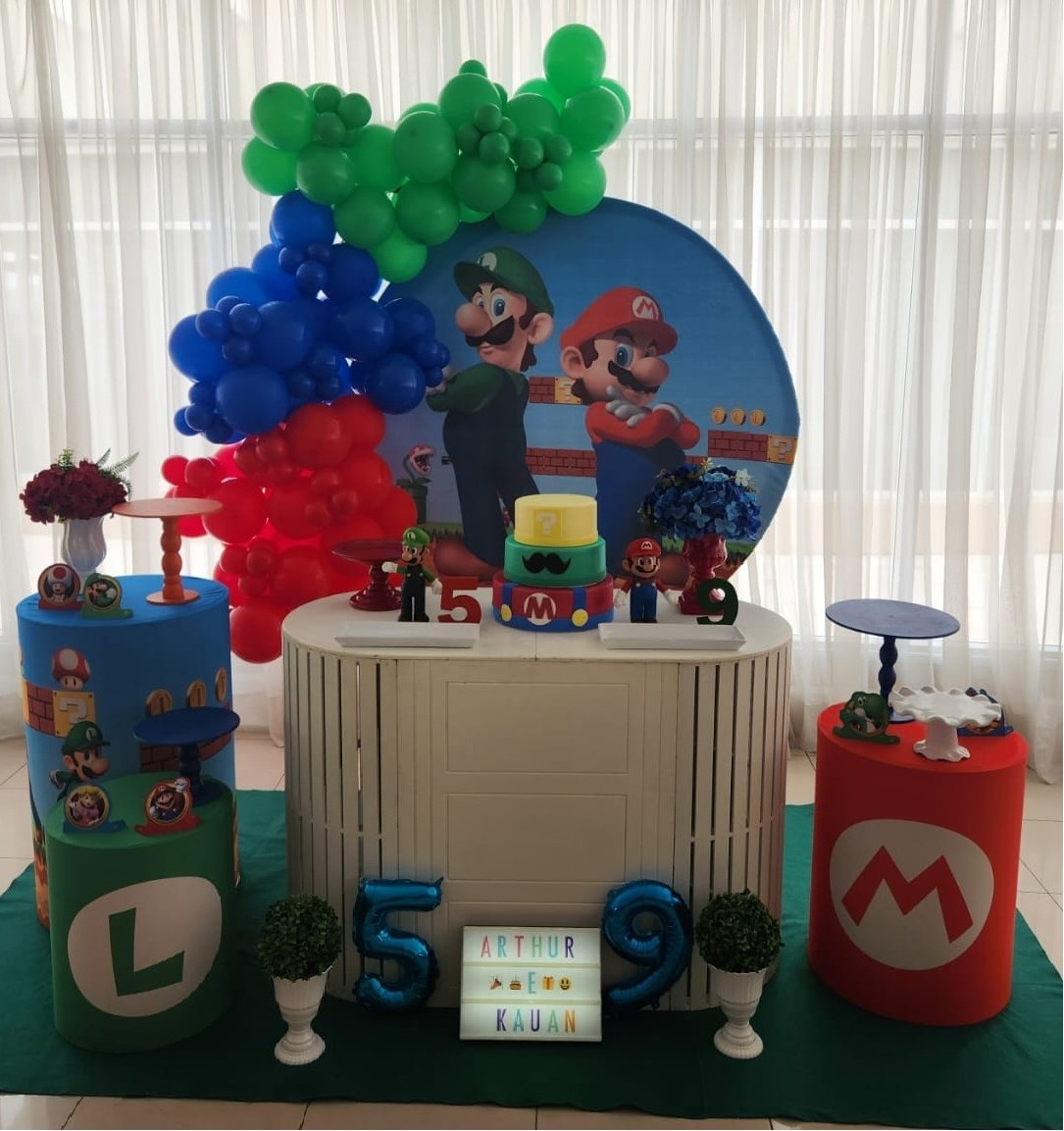 Decoração - Mario E Luigi - jlfestaemcasa