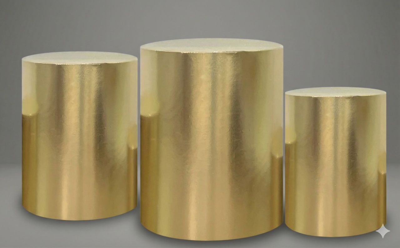 Capas Trio de Cilindro - Metalizado Dourado - jlfestaemcasa