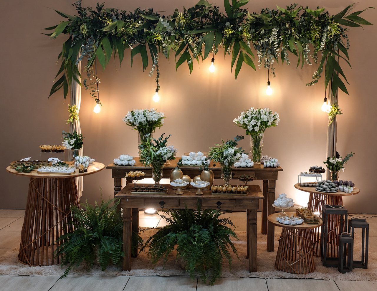 Mesa Posta Estilo Rustic Chic Greenery - THAYSE DECORA 
