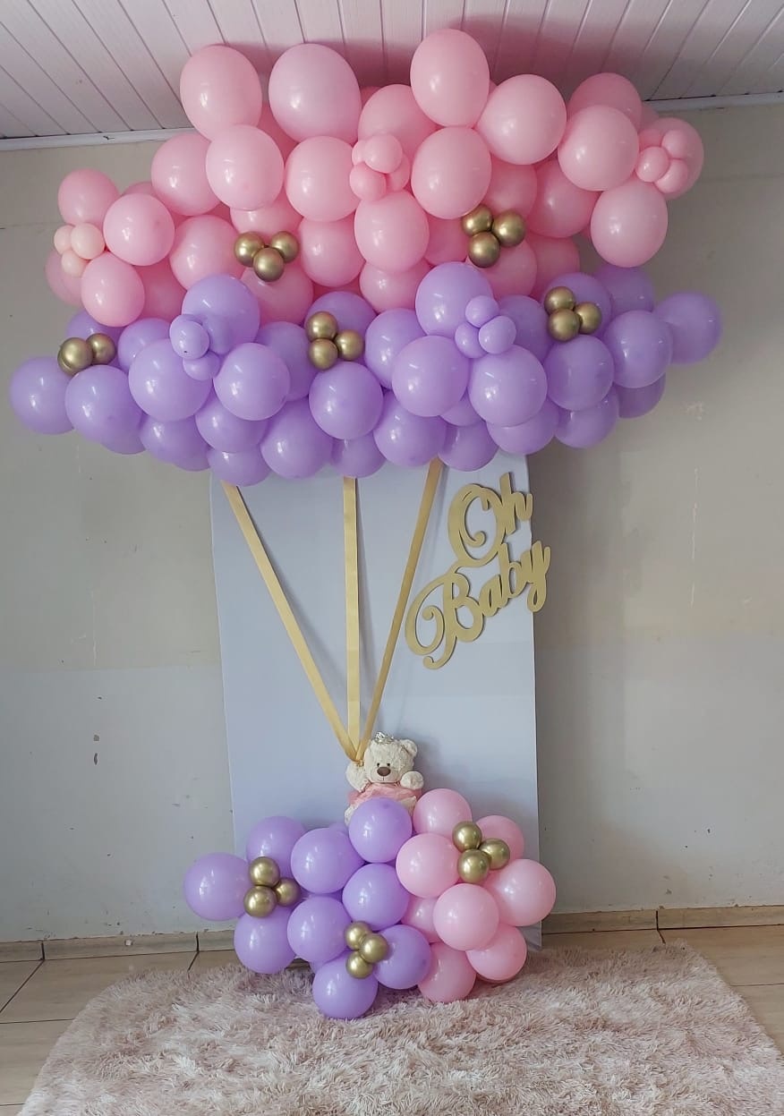 Painel Picolé Com Nuvem de Balões - THAYSE DECORA 