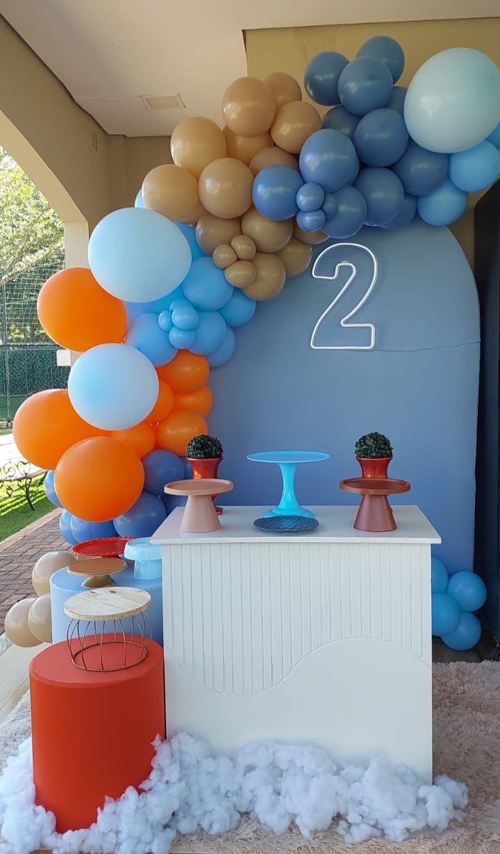 Painel Azul Piscina Com Lateral - THAYSE DECORA 