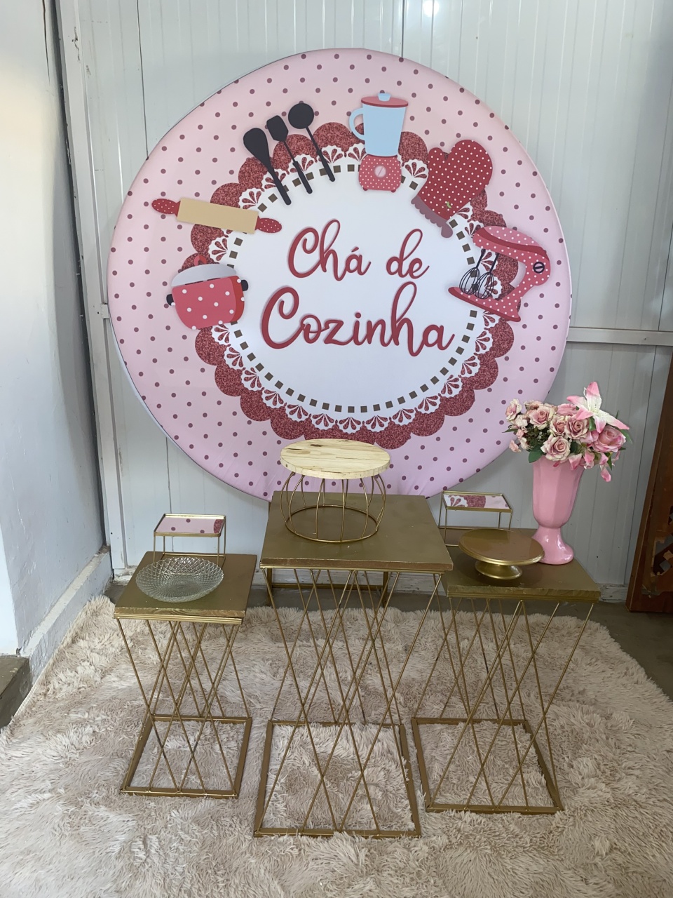 Rosa Florido Chá de Cozinha  - THAYSE DECORA 