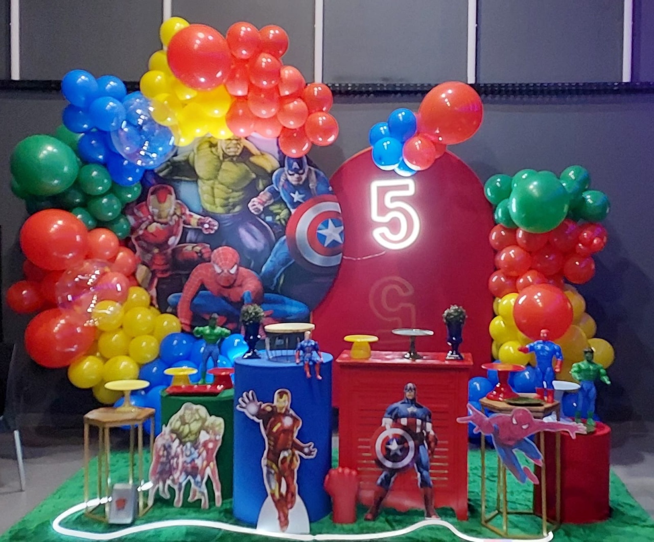 Painel Redondo Vingadores+ Painel Picolé Red - THAYSE DECORA 