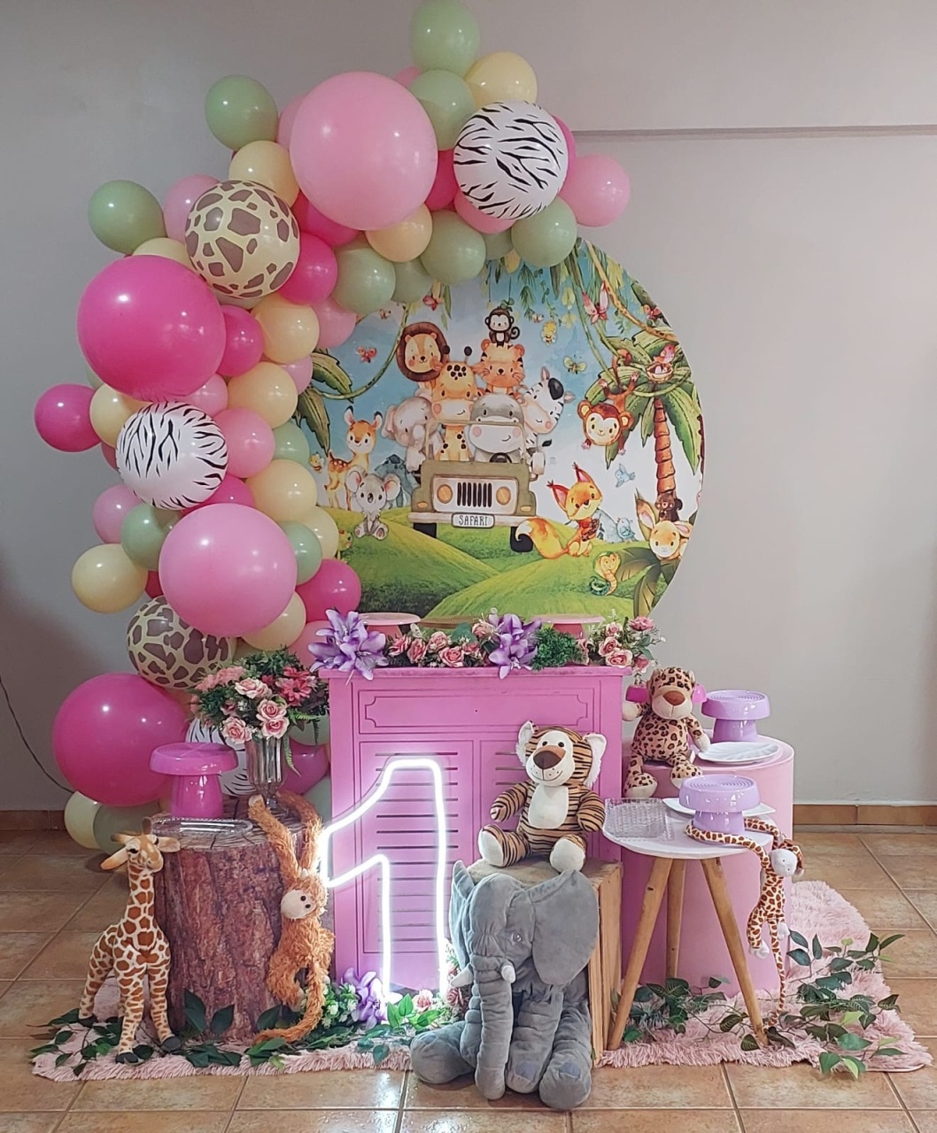 Safari Green Pink - THAYSE DECORA 