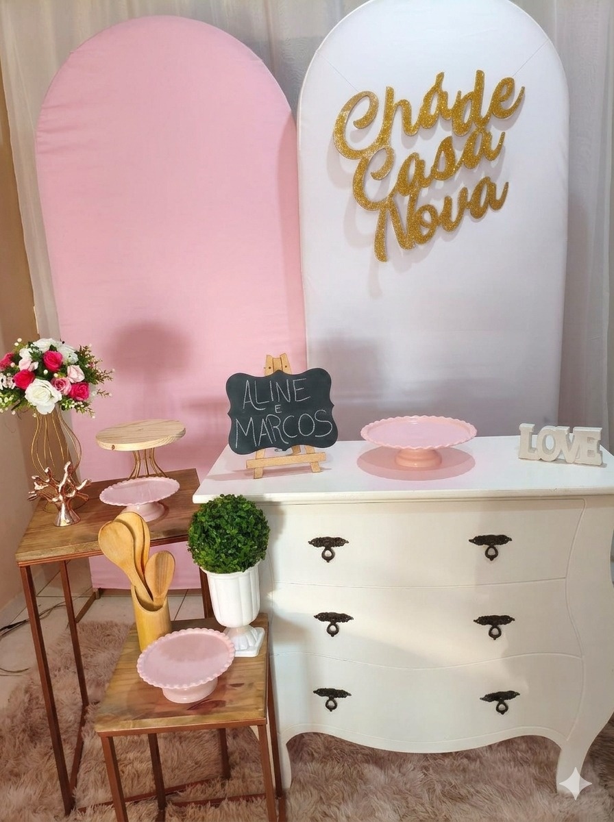 Chá de Casa Nova  Rosa Fraco Com Branco   - Tais de Vargas cardoso 