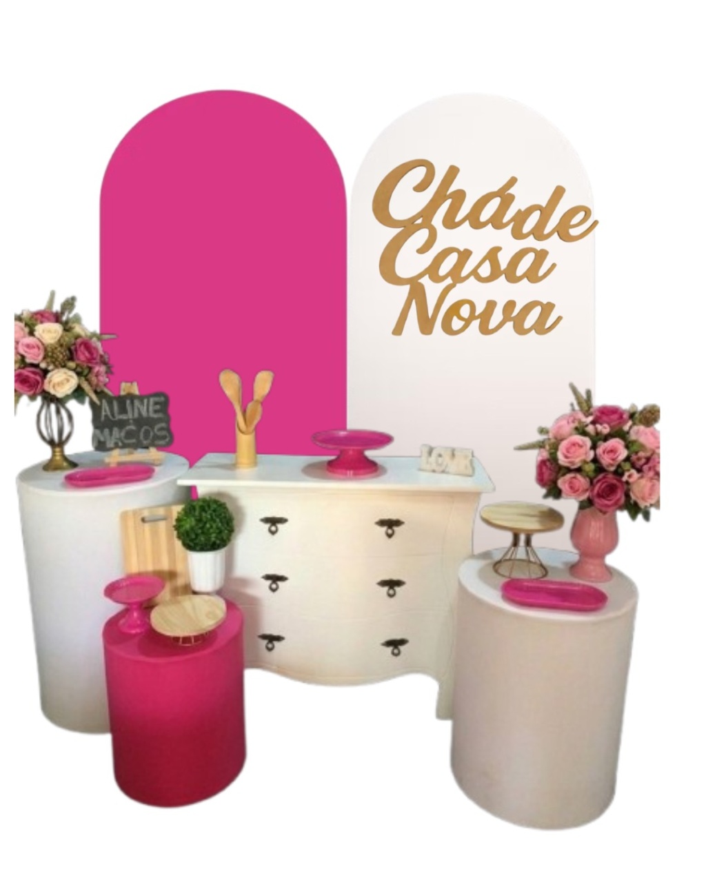 Chá de Casa Nova Rosa Forte Com Branco  - Tais de Vargas cardoso 
