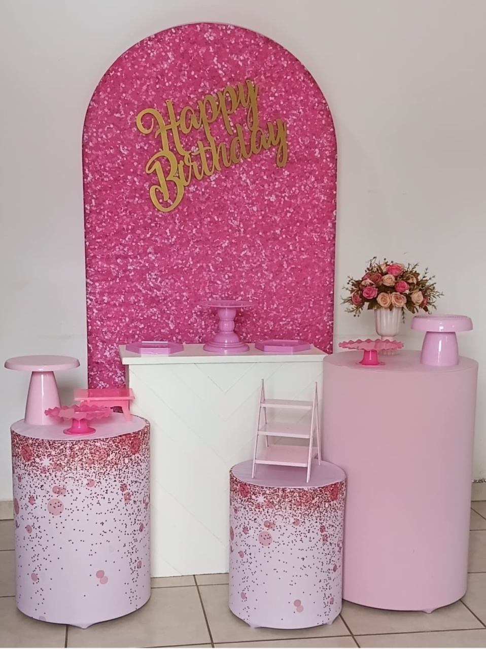 Kit Ouro Romano Rosa Glitter - PEGUE E MONTE - ALEGRIA CORES