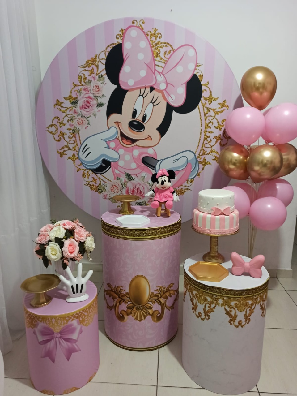 Minnie Rosa - Prata - Decorações Ale Ramos