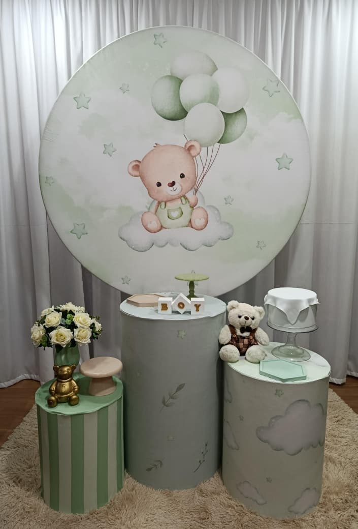 Ursinho Verde - Prata - Decorações Ale Ramos