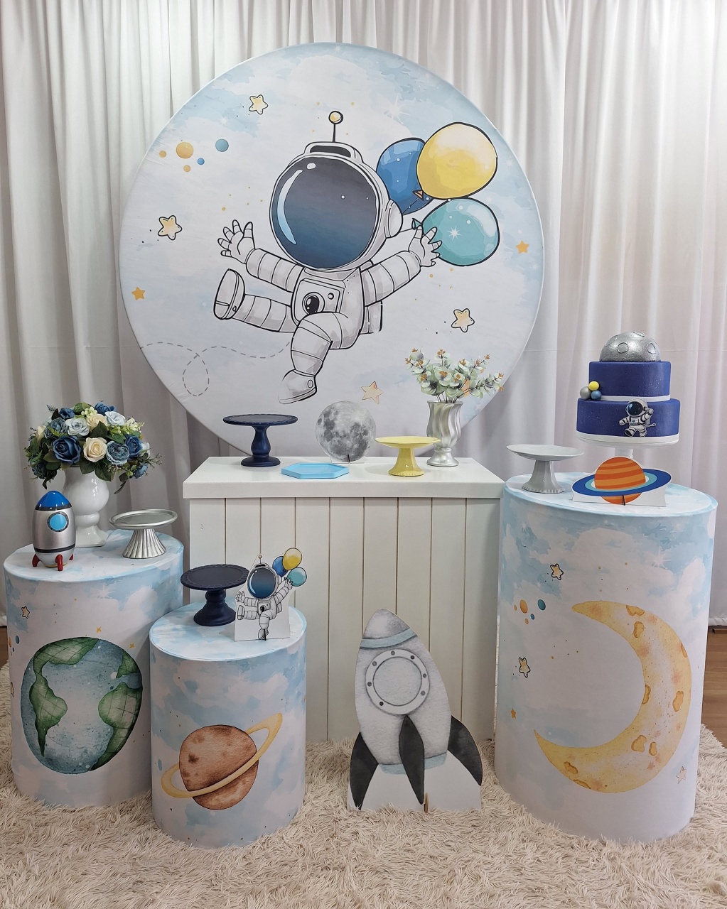 Kit Astronauta Ouro - Decorações Ale Ramos
