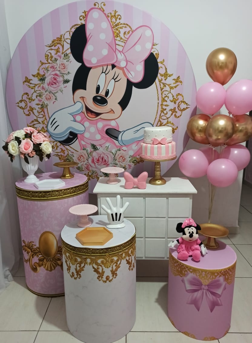 Minnie Rosa - Ouro - Decorações Ale Ramos