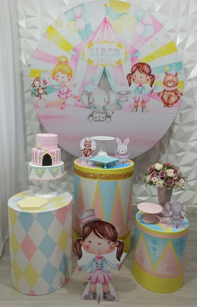 Circo Rosa - Prata - Decorações Ale Ramos