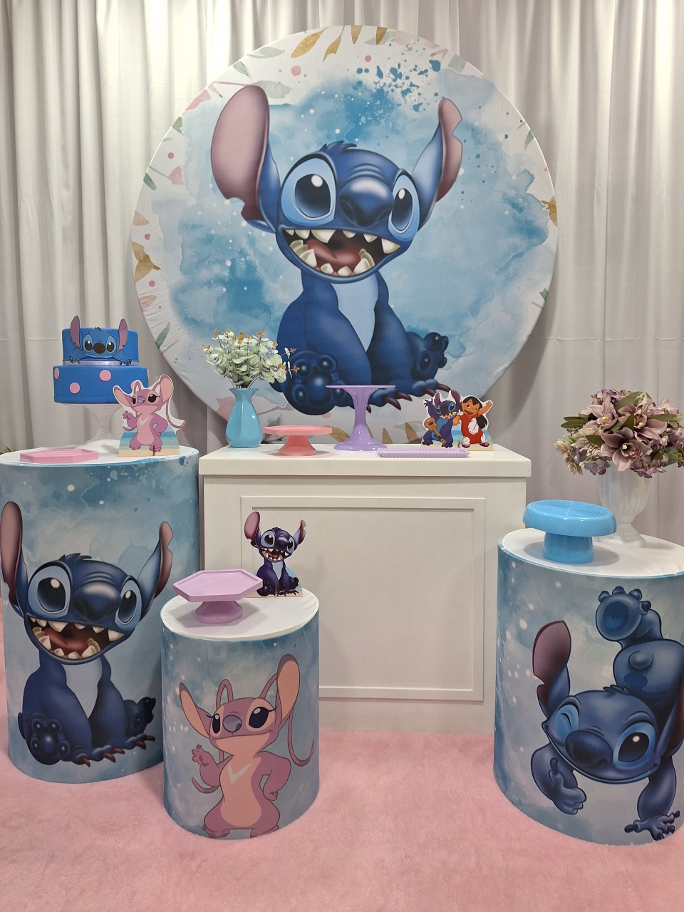 Stitch Azul - Ouro - Decorações Ale Ramos