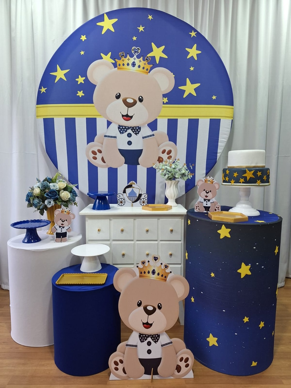 Ursinho Príncipe - Ouro - Decorações Ale Ramos