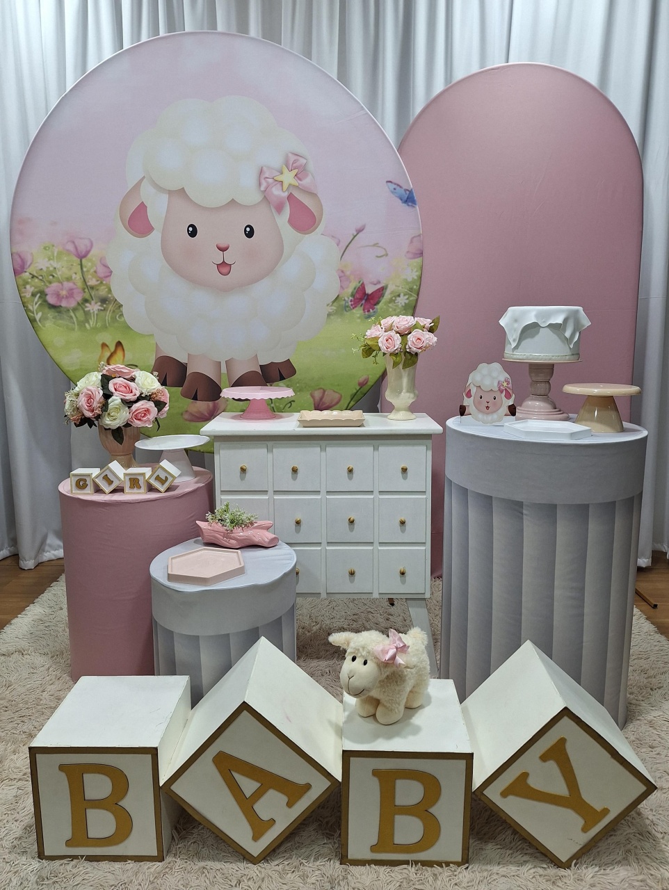 Ovelha Rosa - Diamante - Decorações Ale Ramos
