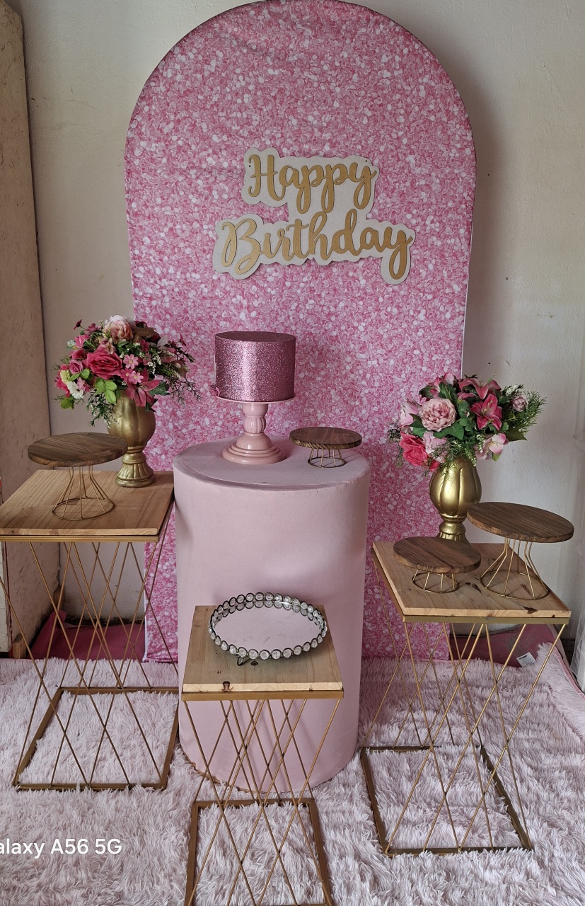Rosa Com Gliter - Bola Boneca Decorações