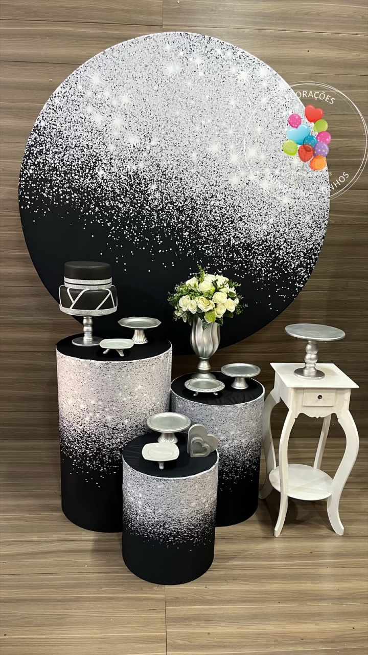 Preto Com Prata - Decorações Mundo dos Sonhos
