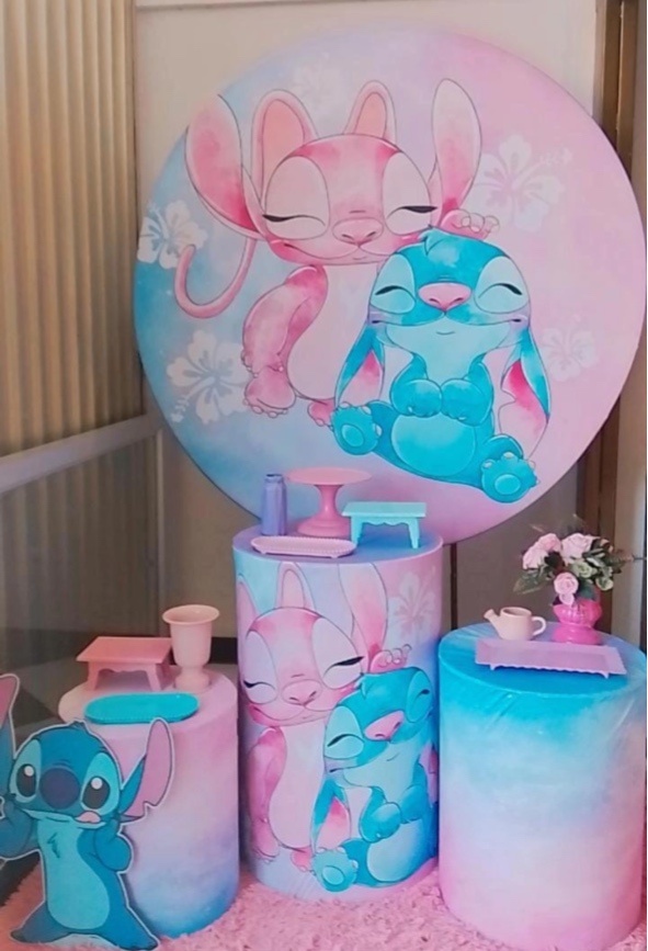 Kit Stitch E Angel Aquarela - Lara Art Festas