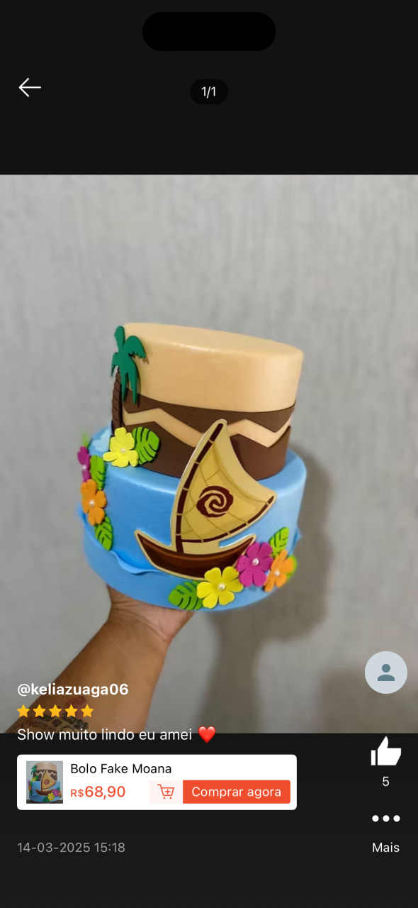 Bolo Fake Moana  - Lara Art Festas