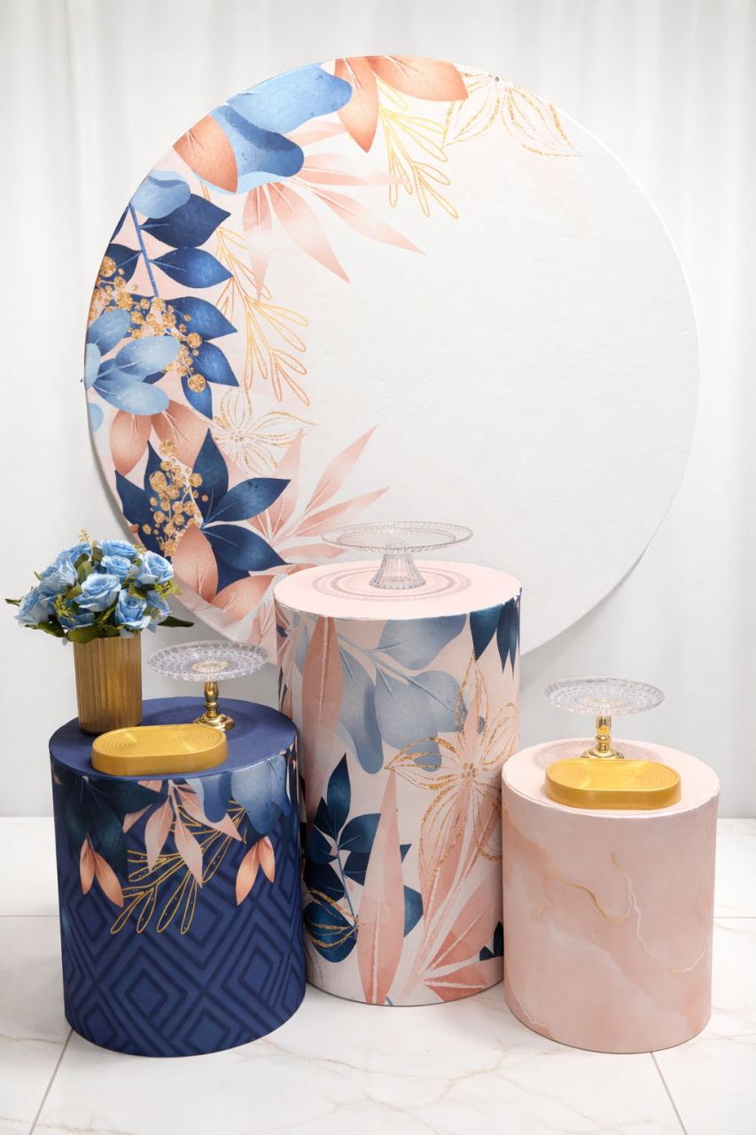 Básico- Floral Azul E Dourado - Ateliê Faça a Festa