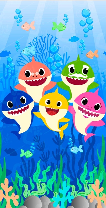 Painel Vertical 2,20 X 1,30M Baby Shark - Tania  Marques Decorações 