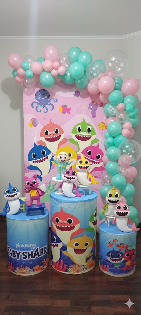 Kit Pegue E Monte Baby Shark 1 - Tania  Marques Decorações 