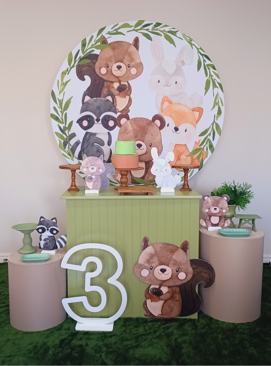 Animais Do Bosque Bege Prata - Decorecomcarinho