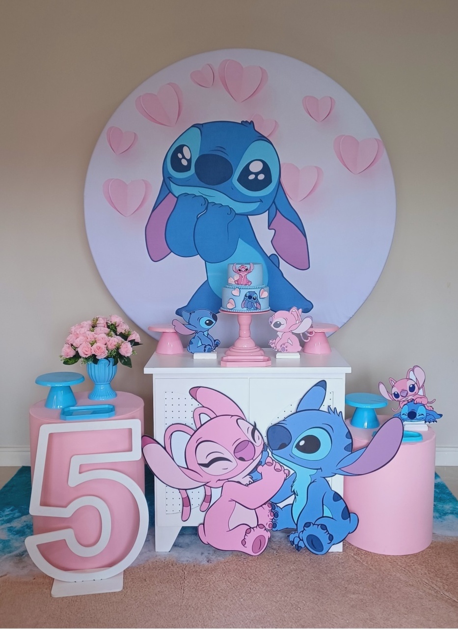 Stich Corações Prata - Decorecomcarinho