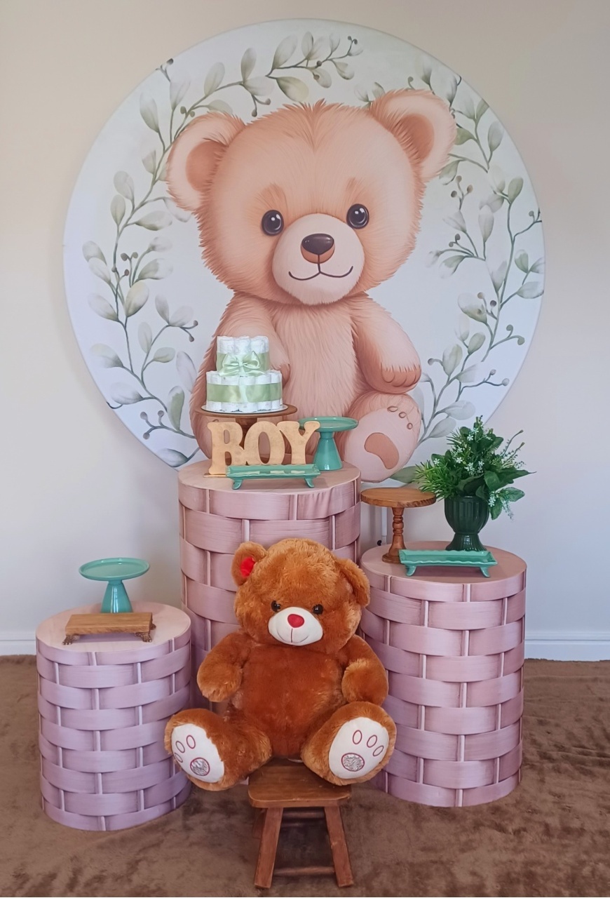 Urso Verde Trama Bronze - Decorecomcarinho
