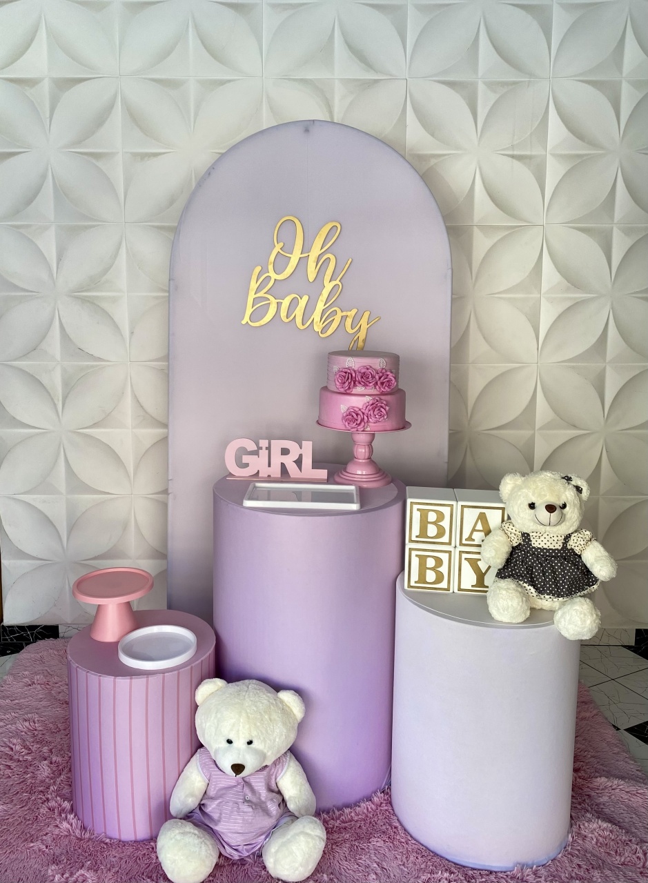 Kit Pegue E Monte Chá de Bebê Rosa  - Pique Pique Festas 