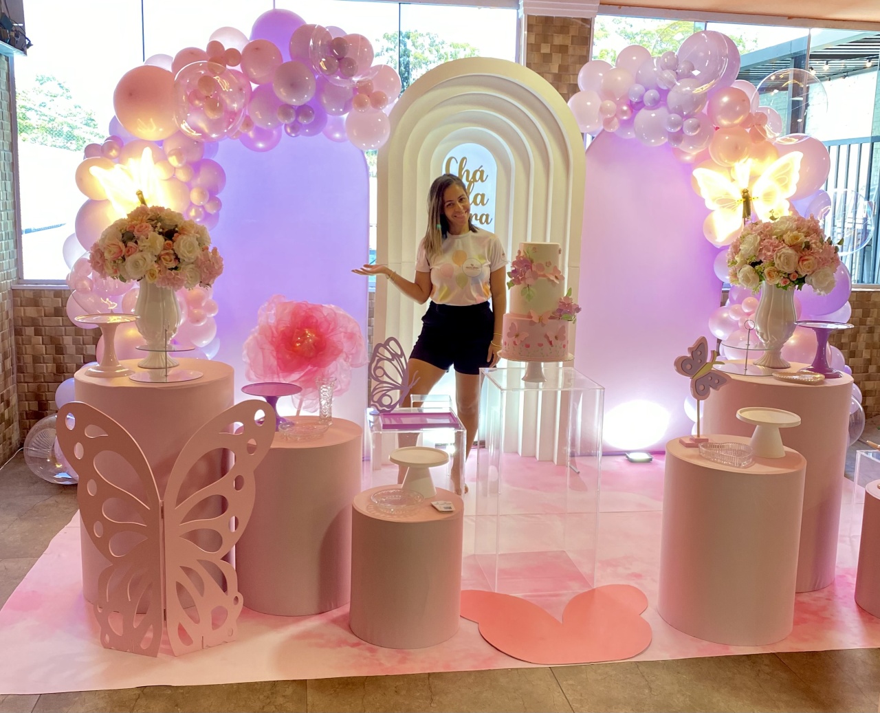 Chá de Bebê Menina Borboleta Rosa  - Pique Pique Festas 