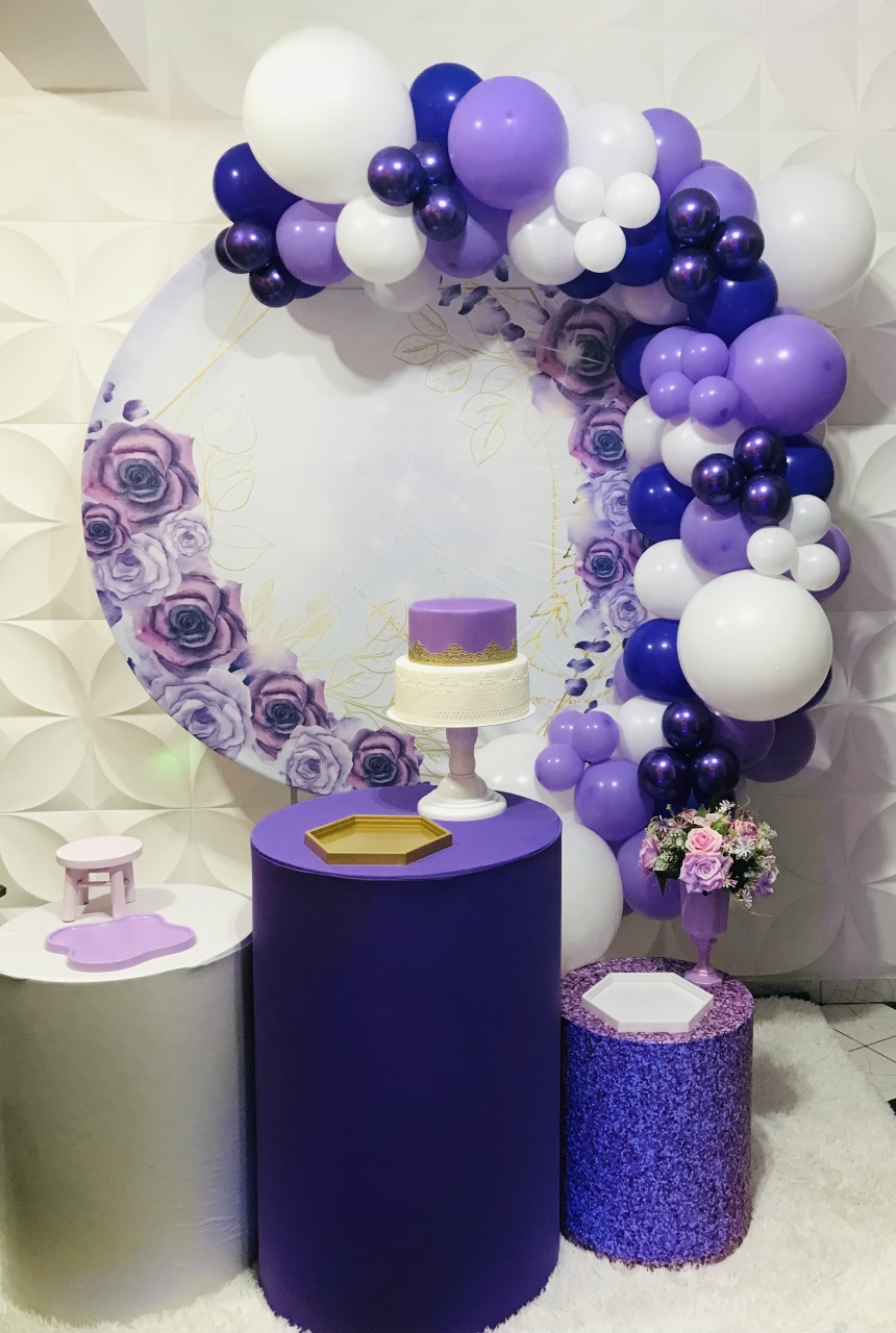 Kit Pegue E Monte Floral Lilás  - Pique Pique Festas 