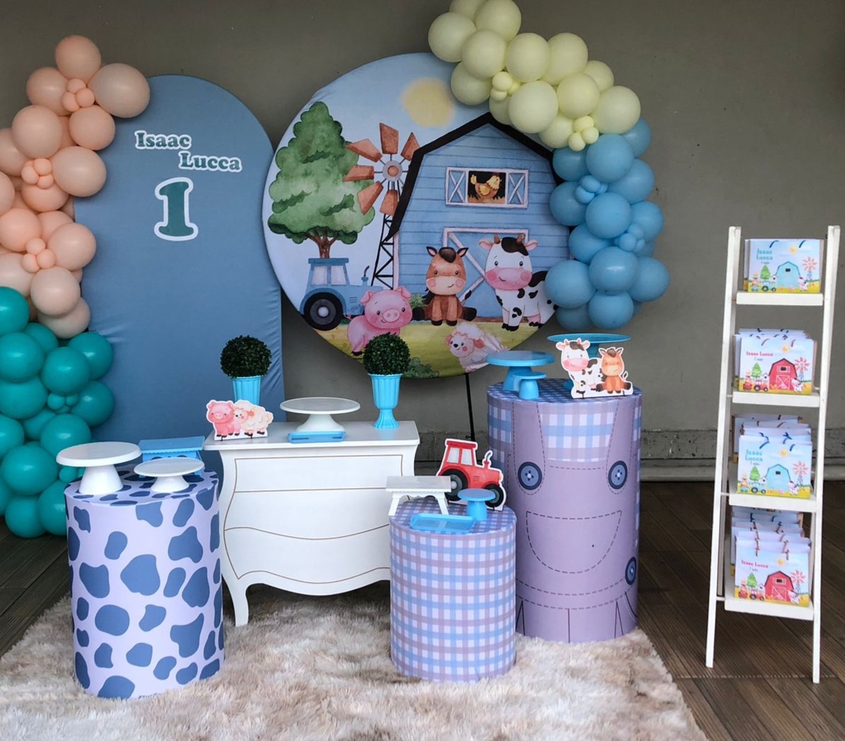 Kit Diamante + Balões Fazendinha Azul  - Márcia pegue e monte 