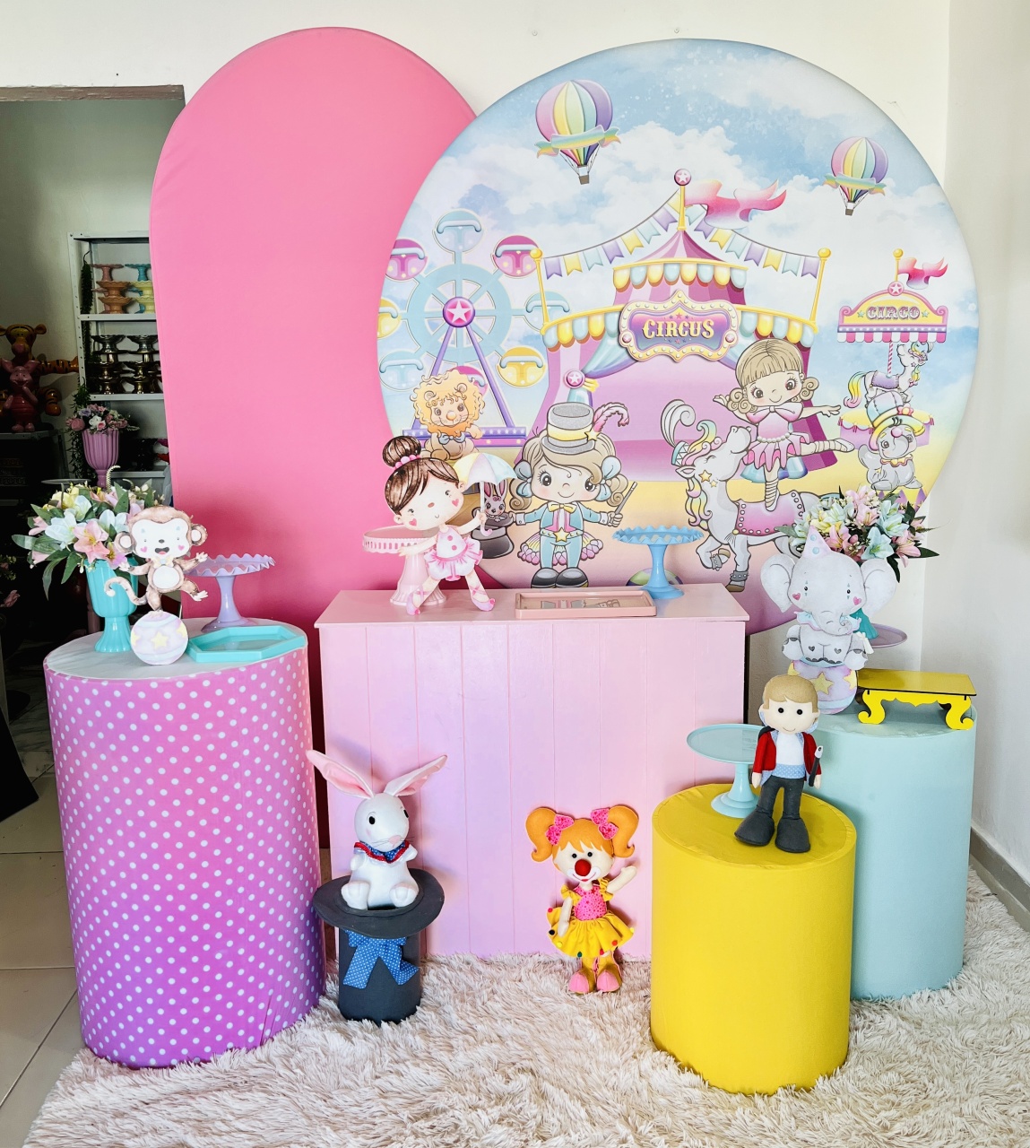 Circo Rosa Com Painel Lateral - Candy Festas
