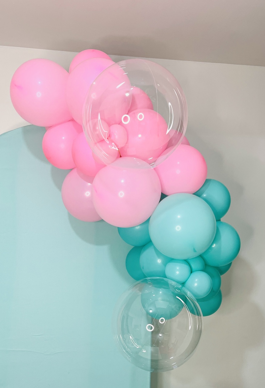 Balão P (Com 2 Balões Bubbles) - Candy Festas