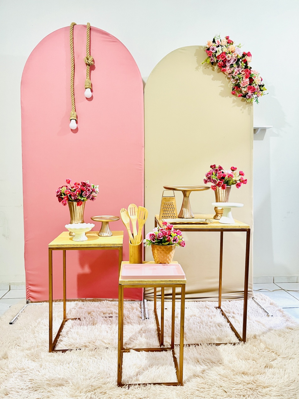 Rosa Com Bege - Candy Festas
