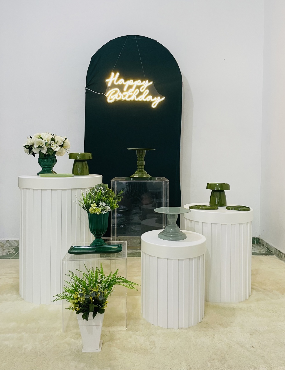 Verde Com Cilindro Ripado - Master festas/decoração
