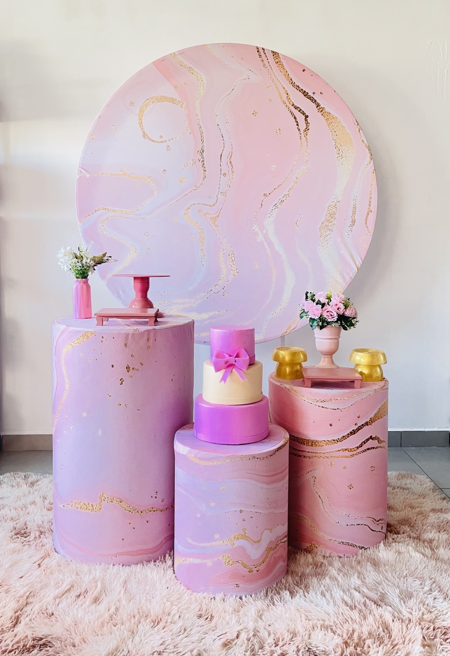 Marmorizado Rosa - Master festas/decoração