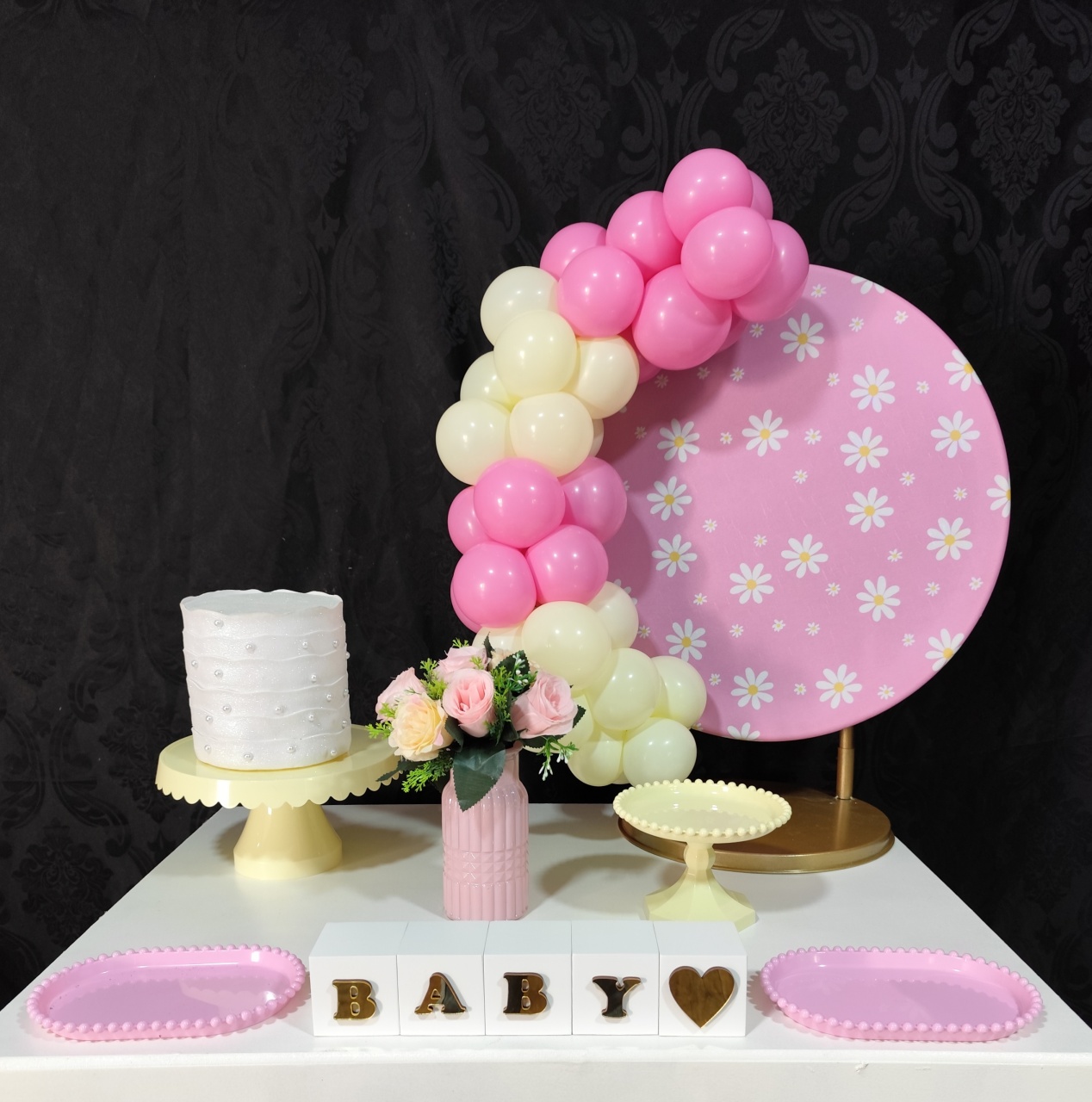 Mini Kit Margarida Rosa Chá de Bebê - Raio de Sol