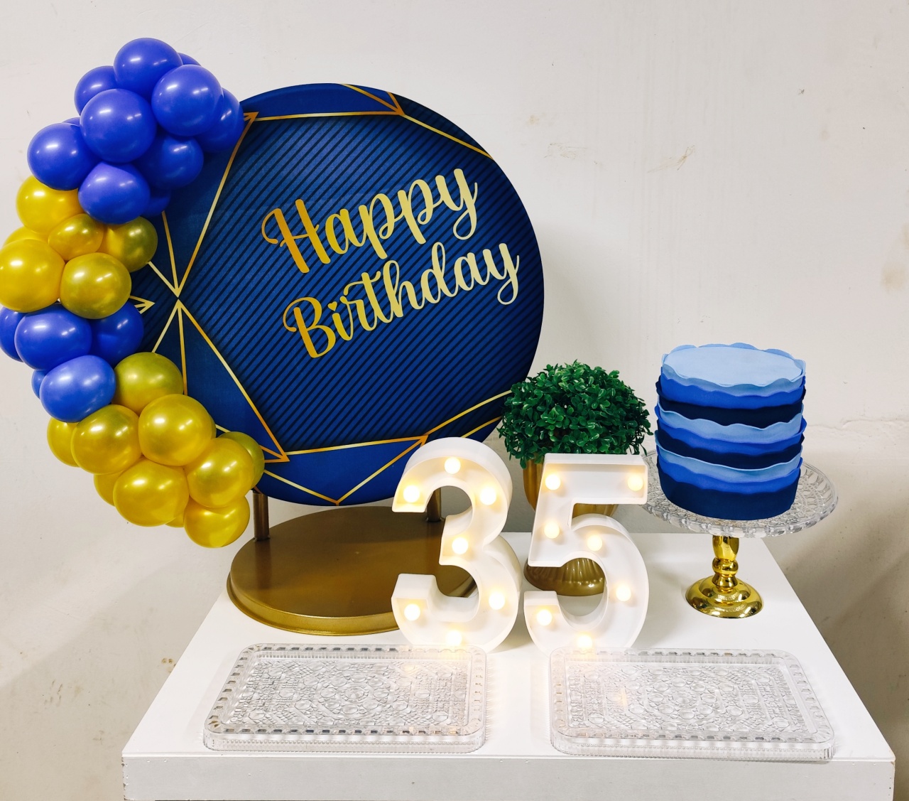 Mini Kit Happy Birthday Azul E Dourado - Raio de Sol