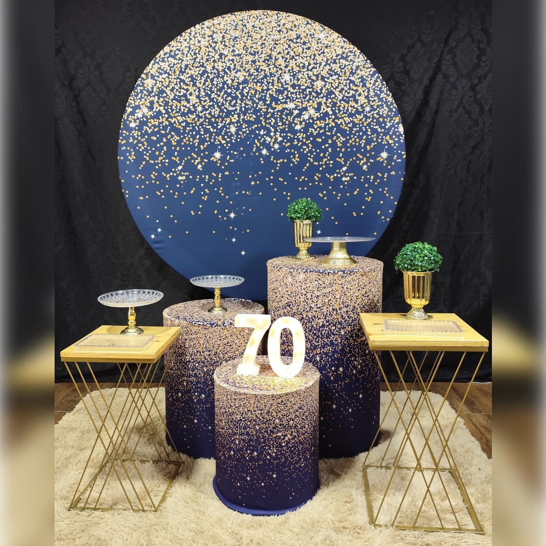 Azul Com Dourado (2 Mesas Ferro) - Raio de Sol