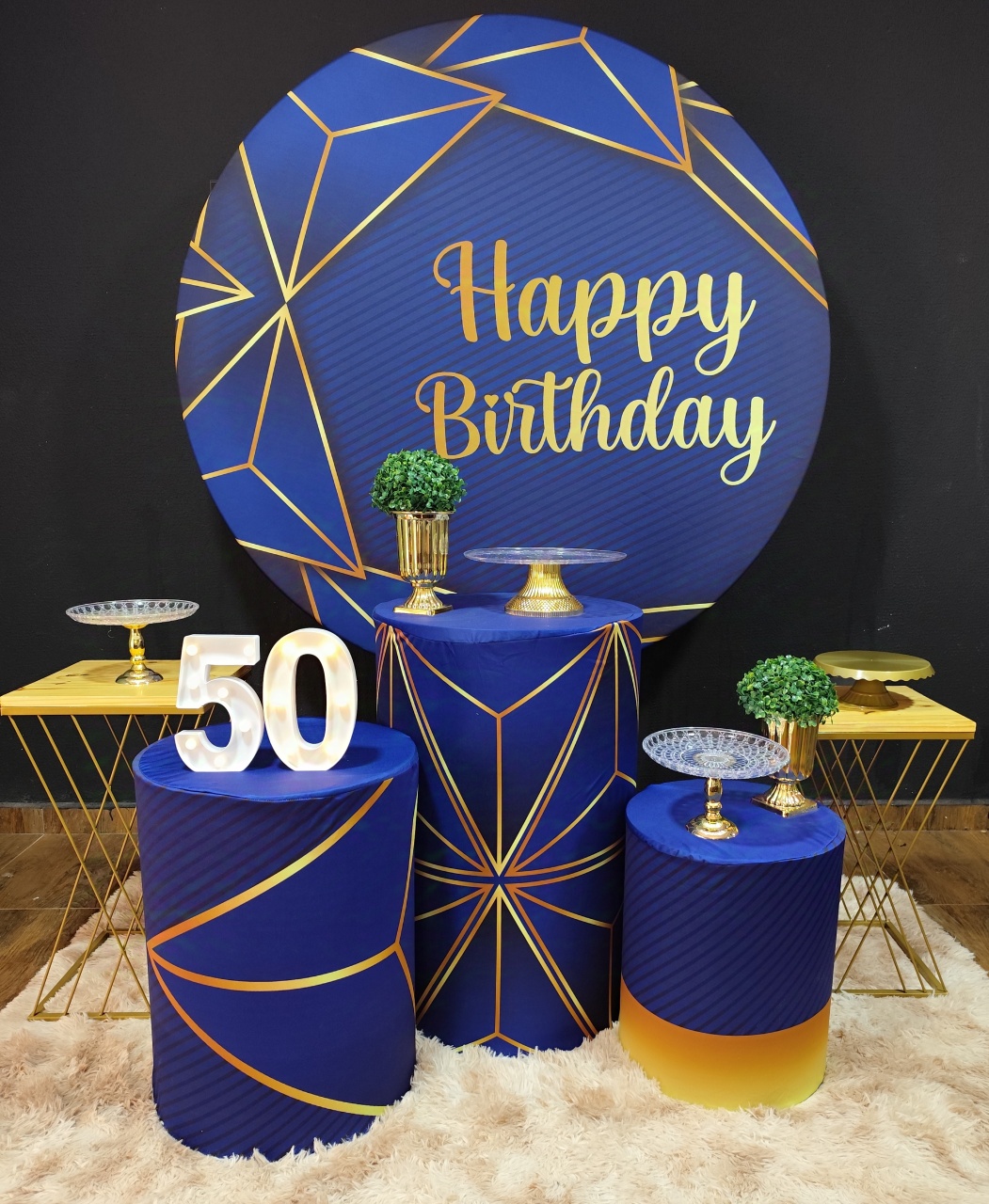 Happy Birthday Azul Com Dourado 2 - Raio de Sol