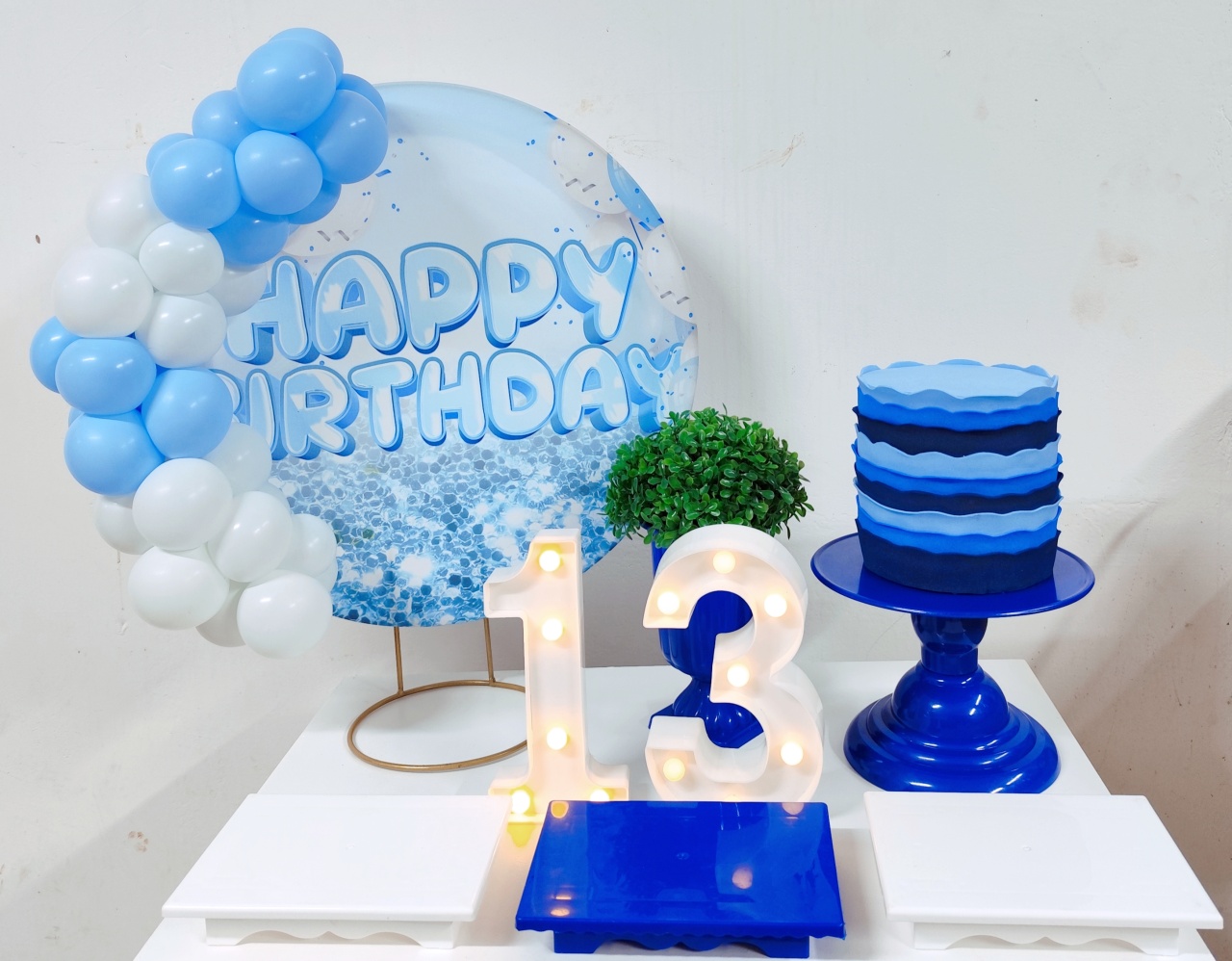 Mini Kit Happy Birthday Azul E Branco - Raio de Sol