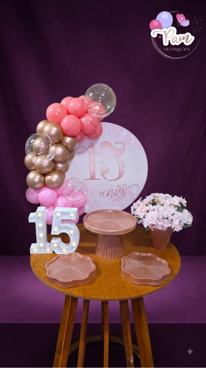Festa Na Mesa 15 Anos Rosa - Pegueemontedapam