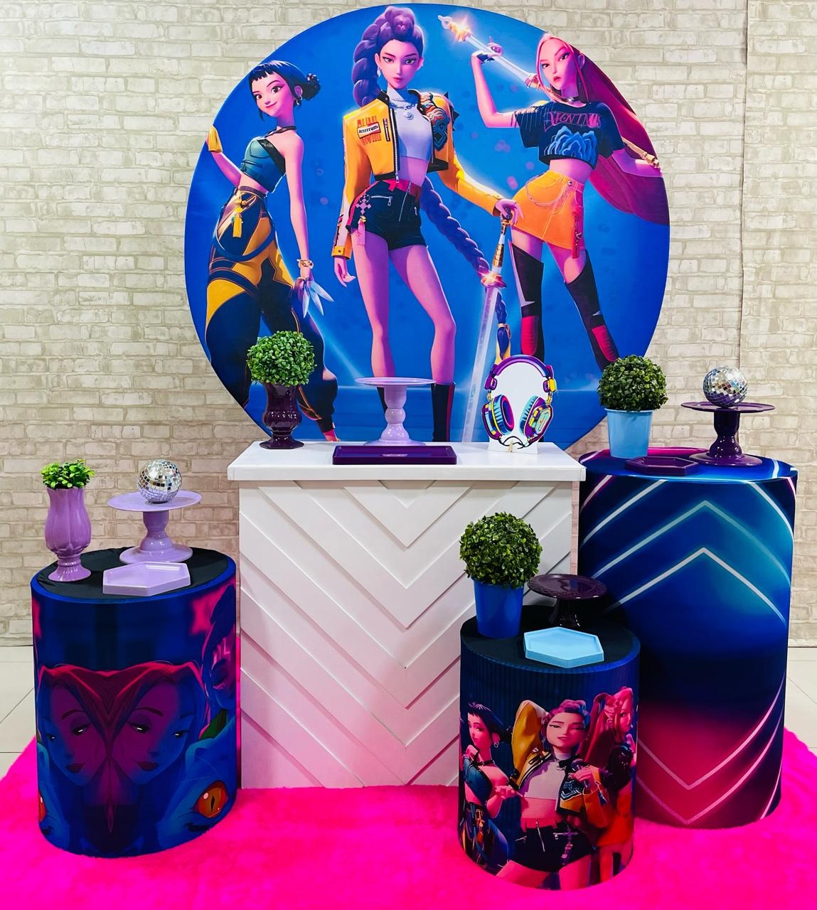 Kit Guerreiras Do K-Pop Azul Com Mesa - Comemore com encanto