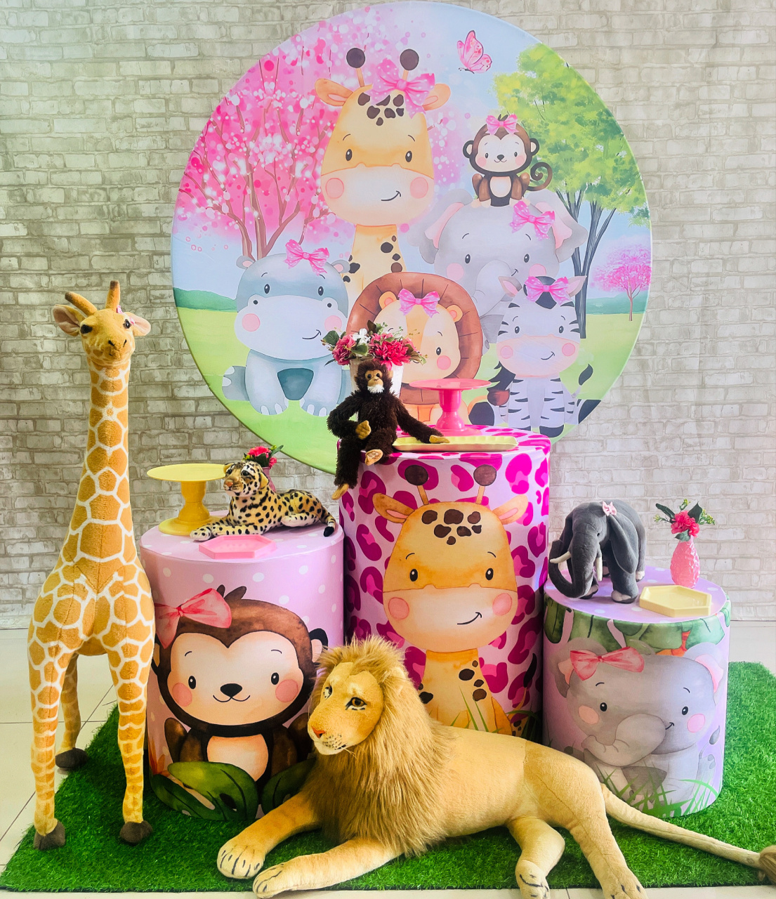 Kit Safari Rosa Com Girafa - Comemore com encanto