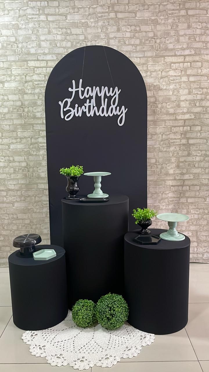 Kit Preto Happy Mdf Com Verde 1 - Comemore com encanto