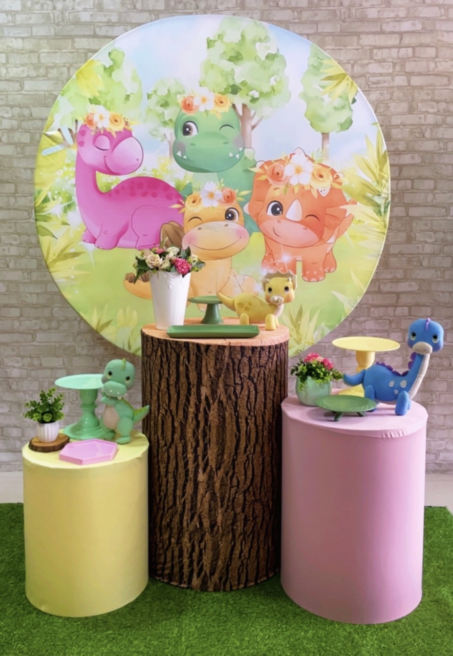 Kit Dino Baby Rosa 1 - Comemore com encanto