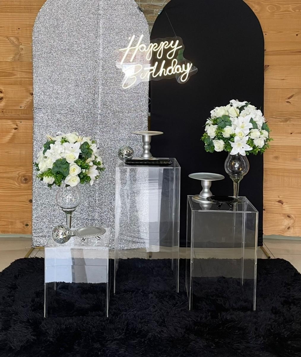 Kit Preto E Prata Com Acrilico Happy - Comemore com encanto